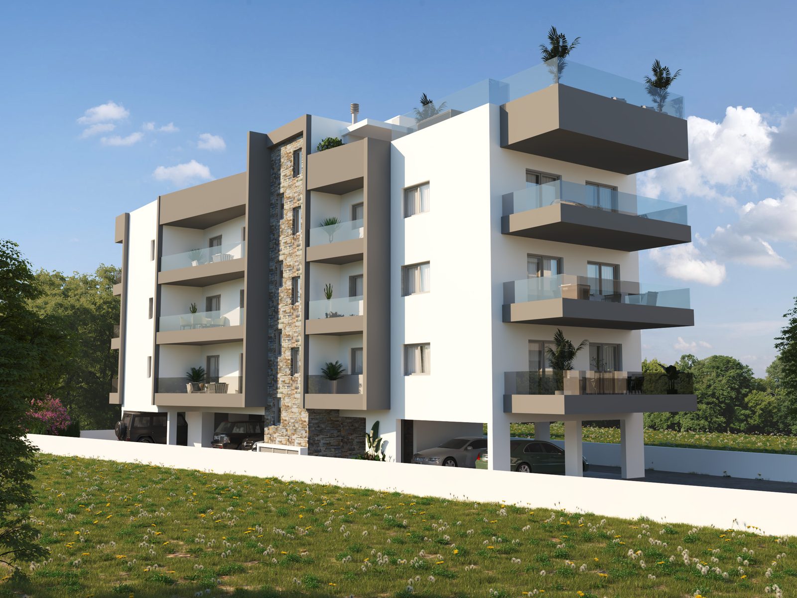 Rear elevation and landscaping