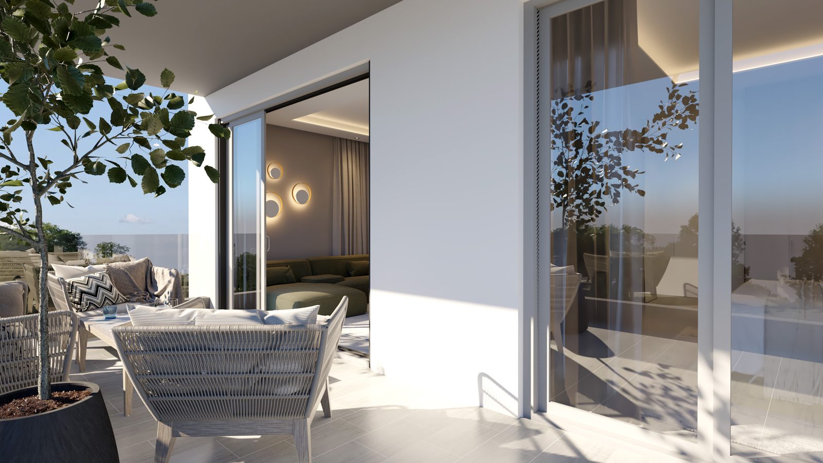 Balcony lounge with city views