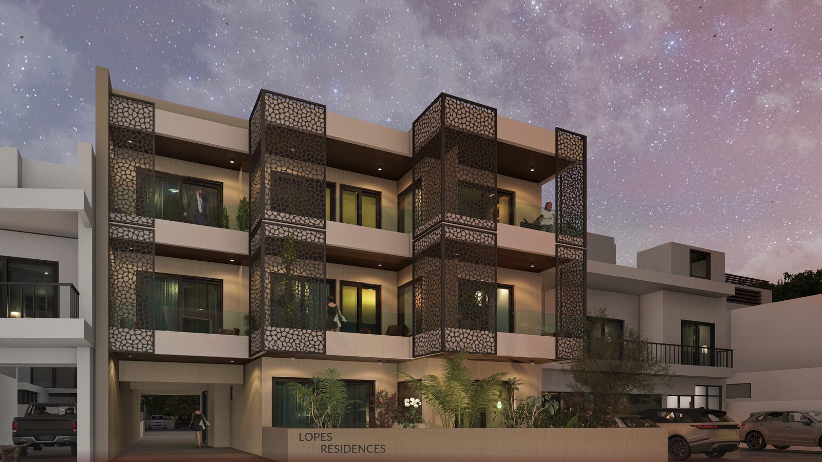 Lopes Residences at night