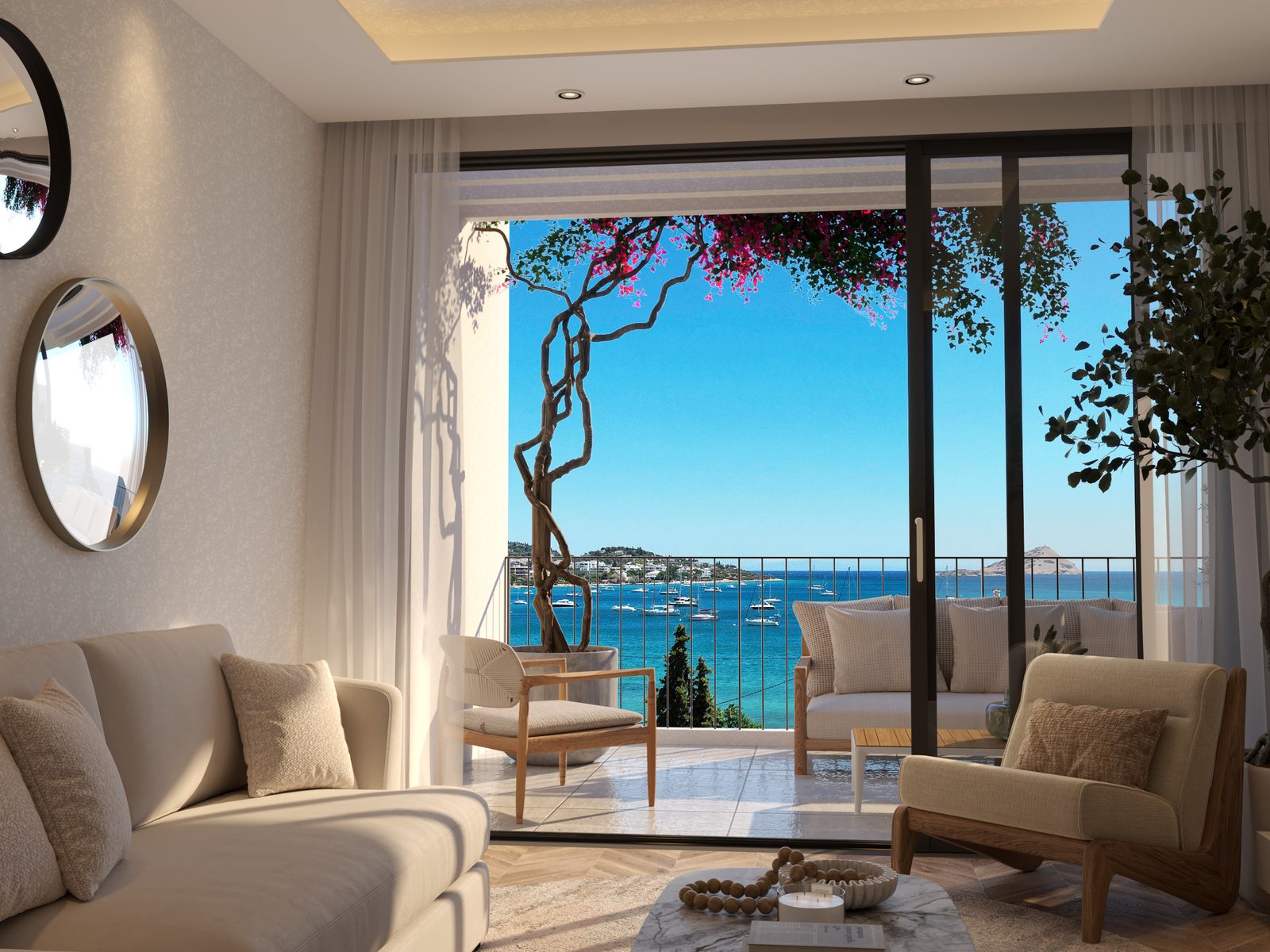 Living room with sea view